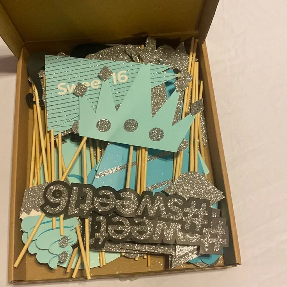 46-Piece Sweet 16 Decor: High-Quality Photo Props EUC